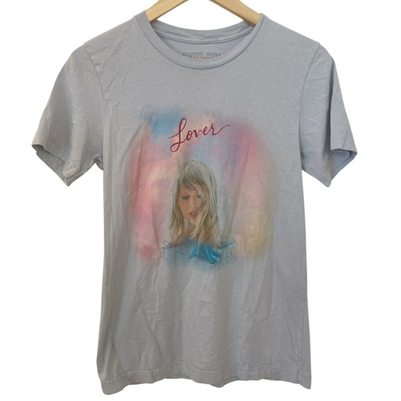 Taylor Swift Lover Taylor Face T-Shirt Top Size Small Light Blue - Picture 1 of 5